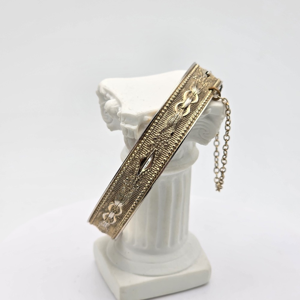 1940s WHITING & DAVIS Bangle Bracelet Hinged Original Safety Chain Lover's‎ Knot